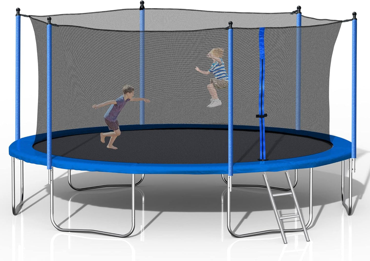 Trampoline for Kids and Adults - 14FT Trampoline with Safety Enclosure Net, Round Trampoline ASTM Approved, Trampoline Outdoor with Heavy Duty Jumping Mat Spring Cover Padding and Ladder