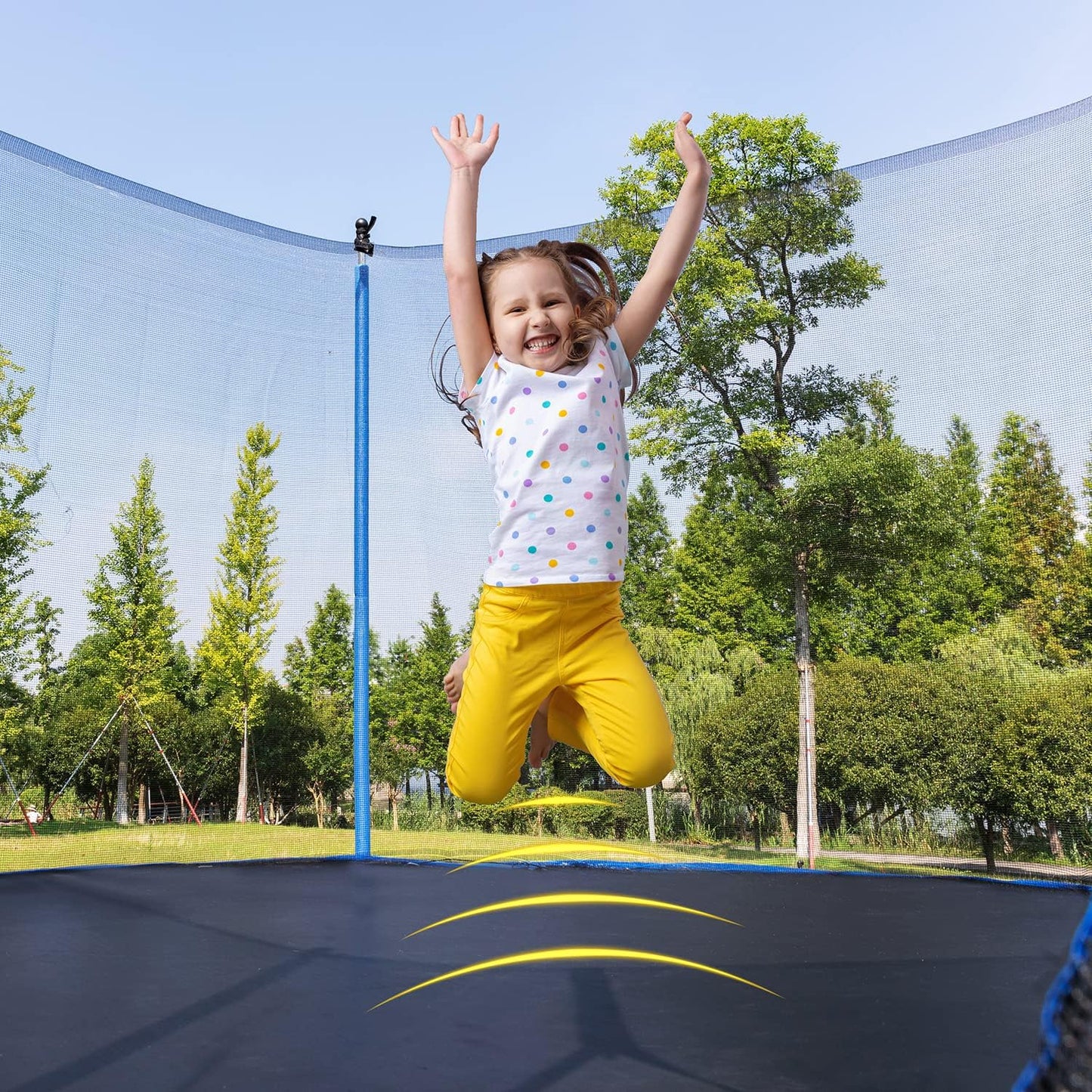 Trampoline for Kids and Adults - 14FT Trampoline with Safety Enclosure Net, Round Trampoline ASTM Approved, Trampoline Outdoor with Heavy Duty Jumping Mat Spring Cover Padding and Ladder