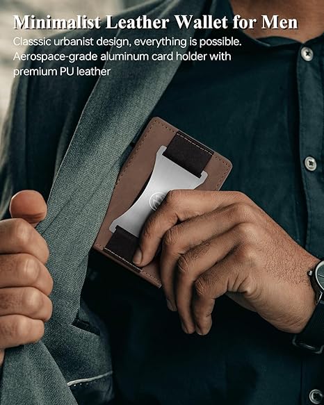 HITTIONA Minimalist Slim Mens Wallets Leather - Wallet for Men with POP UP Wallet Card Holder Fits Front Pocket, Bifold Mens Wallets RFID Blocking with Metal Money Clip and Gift Box