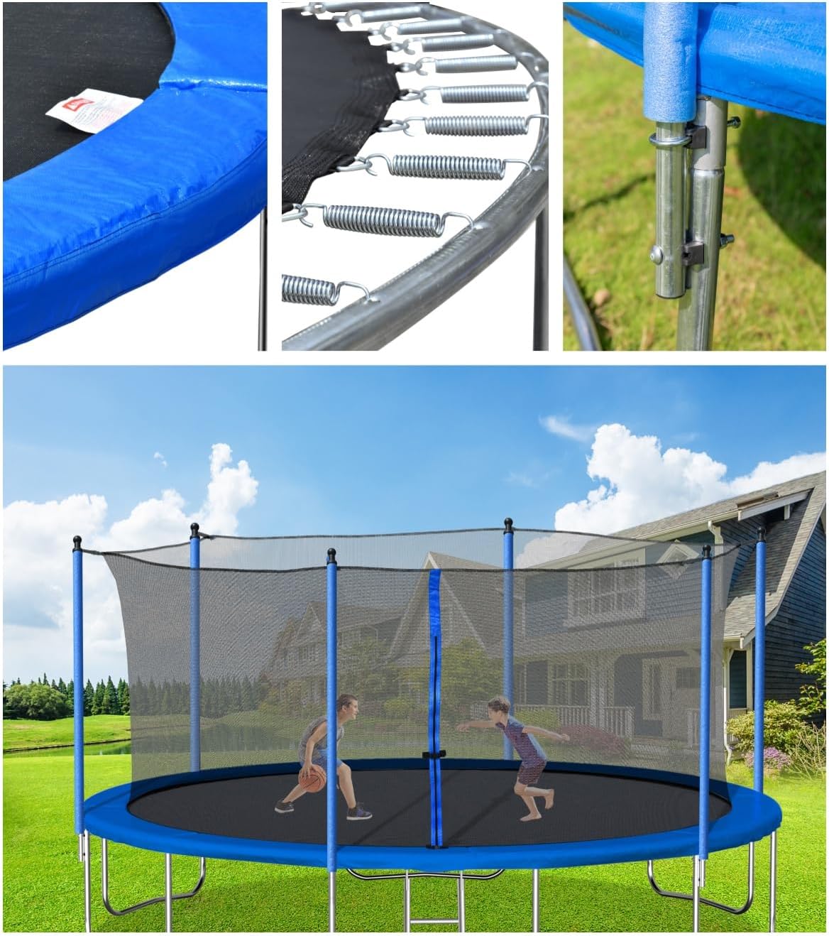 Trampoline for Kids and Adults - 14FT Trampoline with Safety Enclosure Net, Round Trampoline ASTM Approved, Trampoline Outdoor with Heavy Duty Jumping Mat Spring Cover Padding and Ladder