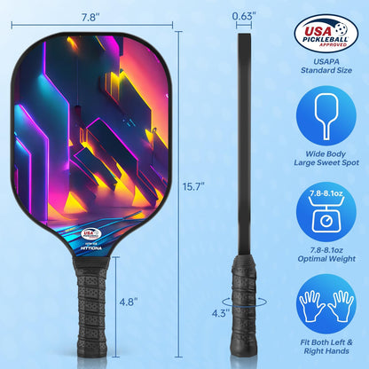 HITTIONA Pickleball Paddles - Fiberglass Pickleball Paddles Set of 2, USAPA Approved Pickle Ball Rackets 2 Pack with 4 Pickleball Balls, 1 Pickleball Bag, Paddles Ball Set for Beginners