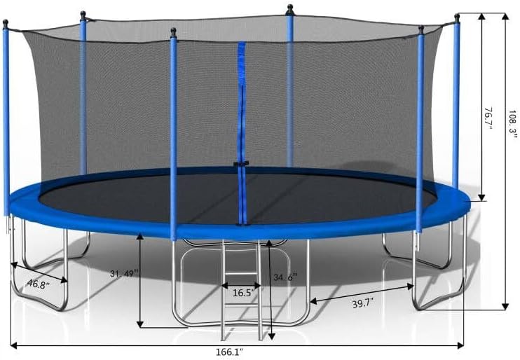 Trampoline for Kids and Adults - 14FT Trampoline with Safety Enclosure Net, Round Trampoline ASTM Approved, Trampoline Outdoor with Heavy Duty Jumping Mat Spring Cover Padding and Ladder