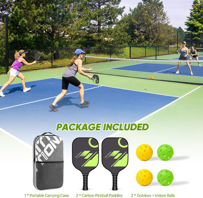 HITTIONA Pickleball Paddles - Fiberglass Pickleball Paddles Set of 2, USAPA Approved Pickle Ball Rackets 2 Pack with 4 Pickleball Balls, 1 Pickleball Bag, Paddles Ball Set for Beginners