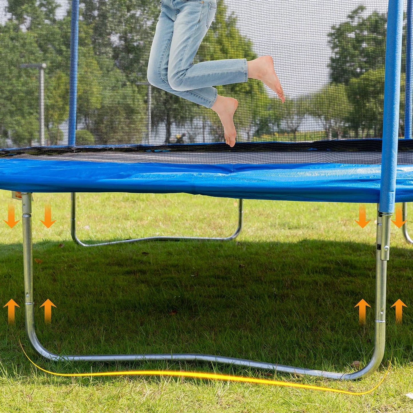 Trampoline for Kids and Adults - 14FT Trampoline with Safety Enclosure Net, Round Trampoline ASTM Approved, Trampoline Outdoor with Heavy Duty Jumping Mat Spring Cover Padding and Ladder